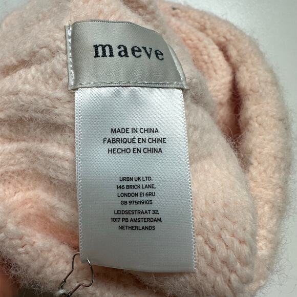 MAEVE ANTHROPOLOGIE Pink Embellished Rhinestone Pearl Cuffed Beanie Hat NWT - Picture 4 of 12